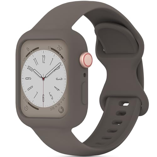 Image of Silicone Bands Bumper Case Compatible with Apple Watch Band 38mm 40mm 41mm 42mm 44mm 45mm 46mm 49mm Women Men, Sport Strap Protective Cover Wristband for iWatch Ultra Series 11 10 9 8 SE 7 6 5 4 3 2 1
