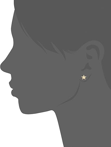 Miniatura 4 de Aretes de tuerca de oro amarillo de 14 quilates con diseño de luna y estrella, joyería minimalista para mujer, fabricados en Italia, Metal, No es