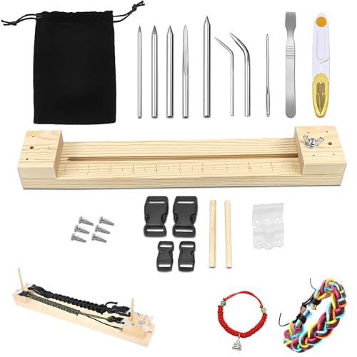 Juego de herramientas para tejer pulseras de madera que facilita el trenzado sin nudos flojos