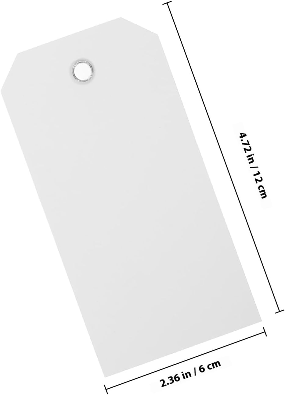 100pcs White PVC Blank Shipping Tags with Wire Loop 6x12cm Luggage Identifier Labels for Suitcases Backpacks Travel Packaging