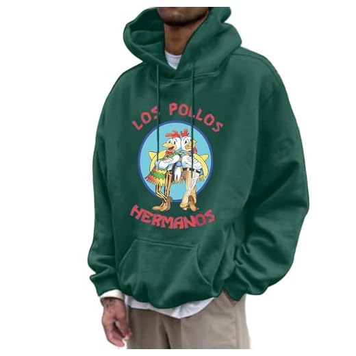 Rrongwn Los Pollos Sudadera con capucha para hombre Breaking-Bad Hoodie Sudadera Invierno Oversize Jersey con Capucha Jersey Invierno Camisetas de Manga Larga Tiempo Libre, verde oscuro, S