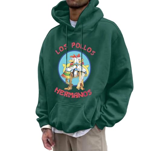 Rrongwn Los Pollos Sudadera con capucha para hombre Breaking-Bad Hoodie Sudadera Invierno Oversize Jersey con Capucha Jersey Invierno Camisetas de Manga Larga Tiempo Libre, verde oscuro, S
