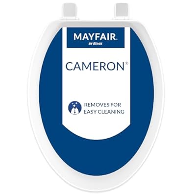 Mayfair 1841EC 000 Cameron Toilet Seat Will Never Loosen and Easily Remove Durable Enameled Wood, Elongated, White