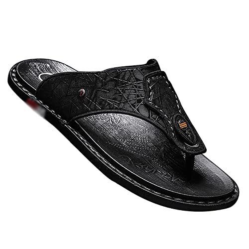 Sandales tongs en cuir homme dotées d'une semelle plate légère pour une marche ultra confortable