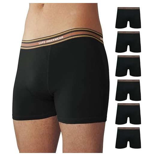 Lupo Kit 6 Cueca Boxer Algodão Hipoalergênica Elástico Microfibra Masculina Adulta, 6 Preto/Vermelho, GG