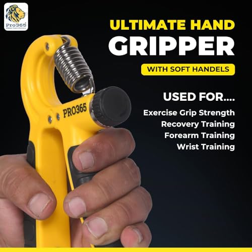 Image of PRO365 Adjustable Hand Gripper with Counter (5-60Kg) + Resistance Toning Tube | Grip Strength Trainer for Wrist, Forearm & Hands | Latex Fitness Tube Combo | Home Workout Equipment | 1 Year Brand Warranty