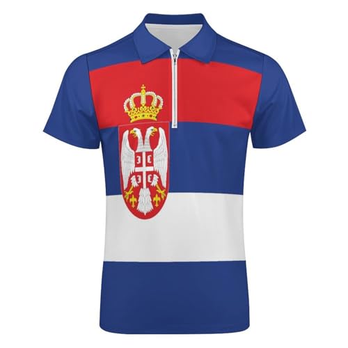 Polo drapeau serbe homme casual sport grande taille t-shirt bleu