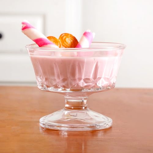 Image of Nestasia Transparent Glass Bowl Set of 6 for Ice Cream (120ml Each) - Star Engraved Dessert Bowls for Sundae, Sweets & Pudding | Food Safe & Heat Resistant - Perfect for Gifting