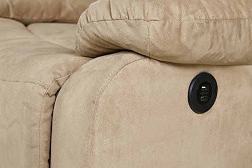 Relaxzen Longstreet Rocker Recliner With Massage, Heat And Dual Usb Ports,Microfiber, Beige #TOP6