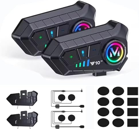 Intercom Moto Bluetooth Fodsports BT-S2 - 2 Riders, 1km Portée, FM, GPS - Casque Intégral/demi