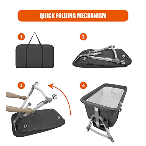 Gjcos Baby Bassinet Bedside Sleeper (Gray) - 3 In 1 Bedside Bassinet Cribs, Breathable Attached Mesh Side, Toddler Bassinet Attach To Bed, Adjustable & Convertible Bassinet Baby Co Sleeper For Bedside #TOP2