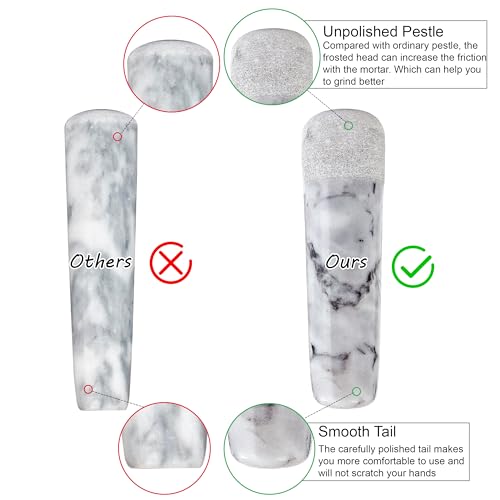 Marble Replacement Pestle 5.3inch Only Polished Stone Pestle (Mortar is not Included)(Light Gray White)