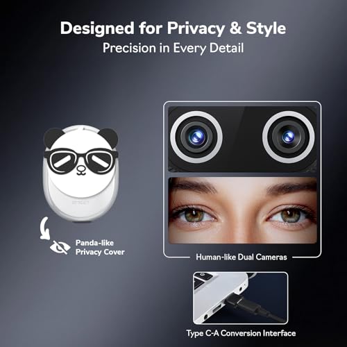 Image of EMEET Piko+ (Piko Plus), World's 1st Dual-Camera AI-Powered 4K Webcam, 1 /2.55'' Sony Sensor, 3 Mics&3 Sound Modes, Panda Magnetic Privacy Cover, USB C-C&C-A, Ideal for Livestreamers & Content Creators