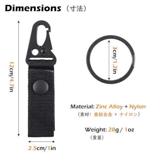 TRIWONDER Tactical Belt Key Holder Molle Belt Loop Key Clip Webbing Strap Keychain Ring Hook for Hiking Camping Backpacking (Black - 2 Pcs) - Cosy Home Interiors TRIWONDER Tactical Belt Key Holder Molle Belt Loop Key Clip Webbing Strap Keychain Ring Hook for Hiking Camping Backpacking (Black - 2 Pcs) - Image 2