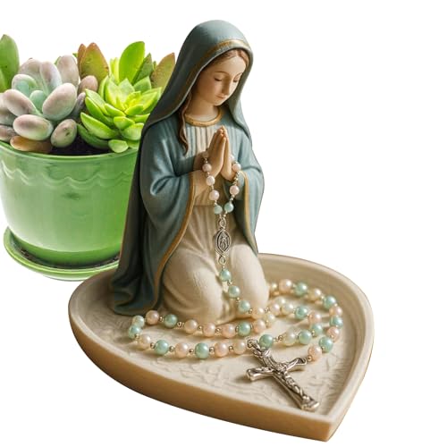 Genérico Support catholique Vierge Marie, statuette en résine de Jésus Support pour chapelet, décoration maison, bureau, chambre, bureau, cadeau pour...
