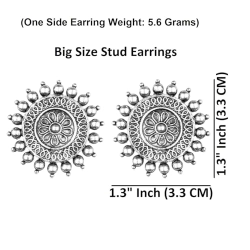 Efulgenz Indian Earrings for Women Boho Oxidized Earring Round Big Stud Oxidized Earrings Jewelry for Women4