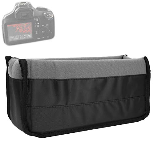 DSLR Camera Insert Bag with Adjustable Padded Partitions Shockproof Waterproof Photography Storage Pouch Hook/Loop Fastening for Camera Lens Grey 150chars - Image 2