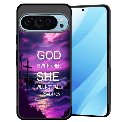 Coque Pixel 10 Pro XL antichoc en polycarbonate et TPU souple avec verset Psaume 46:5