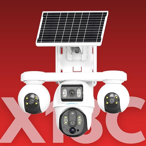 Image of XUGA-Cybernautt Series X18C 16MP 4 Lens PTZ Solar 4G Sim Outdoor CCTV Camera | 3 Lens Mobile Operated | Color Night Vision | Motion Detection | Water Proof | Use Air-tel 4G Sim