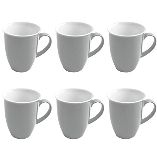 Ritzenhoff & Breker Doppio Kaffeebecher 6er Set, 320 ml, Graue Henkelbecher aus Porzellan, Mix & Match Geschirr, Grau