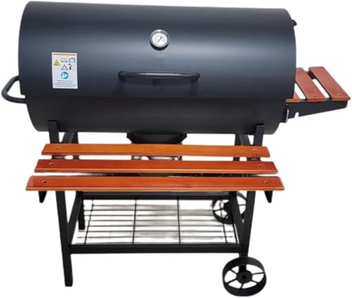 TAKEYバーベキューコンロ アメリカンオーブングリル 大型 ステンレスグリル コンロセット 5~15人用 アウトドア キャンプ BBQ 高さ4段階調節可 ふた付き 大型 ステンレス 大人数用 ビッグ ポータブル BBQコンロ 軽量 折り畳み 収納 bbqスタンド 炭火焼き (木製パネル)