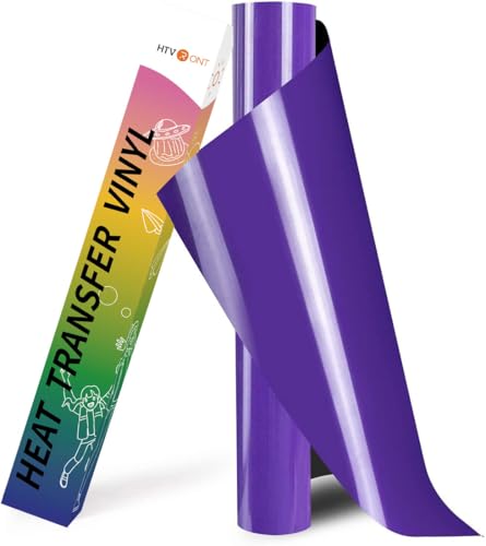 Image of HTVRONT HTV Heat Transfer Vinyl - 12 inch x 8ft Purple HTV Vinyl for Shirts, Iron on Vinyl for All Cutting Machine - Easy to Cut & Weed for Craft Design (Purple)