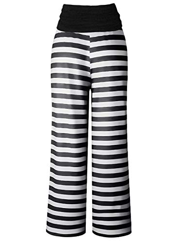 Gracyoga Women's Comfy Pajama Pants Wide Leg Lounge Palazzo Yoga Pants Stretch Casual Floral Print Fold Waist Pants4