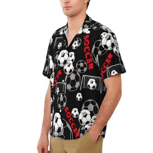 Soccer Men's Short Sleeve Hawaiian Shirts Breathable Button Down Casual Shirt Fit Vacation Outings Gifts2