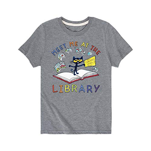 Instant Message - Pete The Cat - Meet Me at The Library - Youth Short Sleeve Graphic T-Shirt