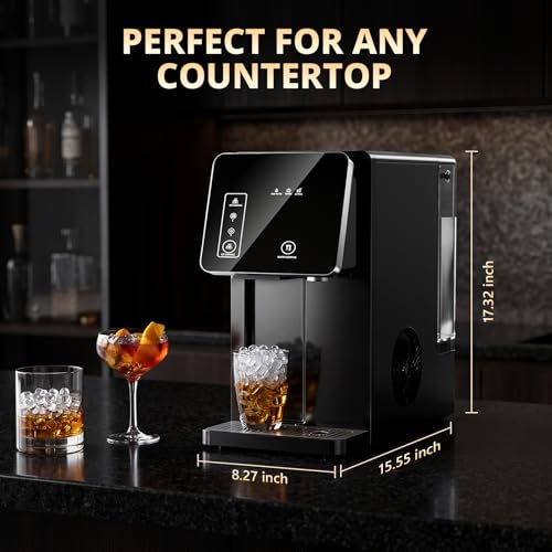 Image of Cowsar 2-in-1 Countertop Ice Maker Machine with Water Dispenser, Black