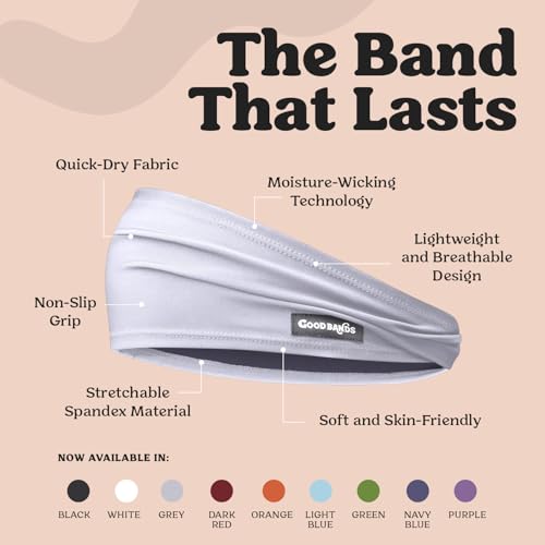 Image of Sweatband for Men and Women - Unisex Non Slip Headband that Wicks Moisture and Eliminates Excess Sweat - Durable & Long-Lasting - Running, Sports, Gym