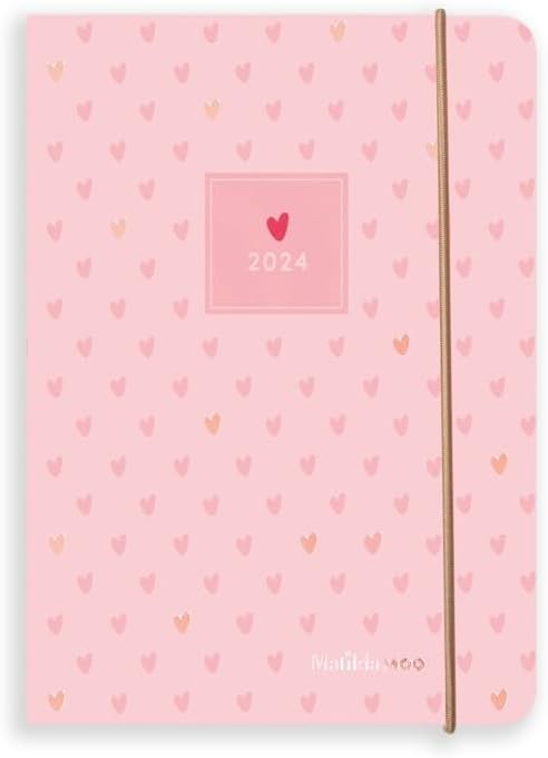 2026 A6 Diary from Matilda Moo - Day to a Page - One Page Each for All Seven Days - Rose Gold Foiling - Durable Card Covers - Personalised Version - Pink