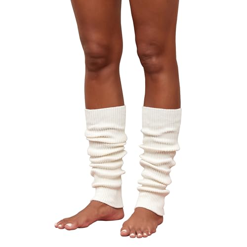 Sockswift Women Leg Warmers 80s 90s Y2K Style Ribbed Knit Boot Socks for Yoga Dance Sports White