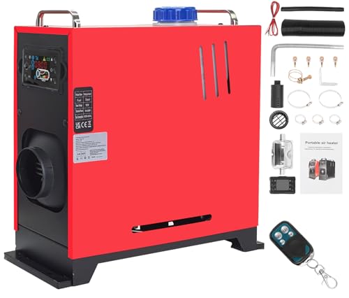 Jacgood 8KW Diesel Heater 12V 24V All-in-One Upgraded Matte Metal Parking Heater with 270C Overheat Protection Universal 12V/24V Air Heater with Handle & Thickened Base for Car RV Boat (Red)