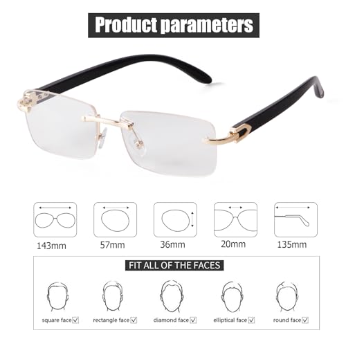 Image of JUDOO Rimless Rectangle Sunglasses for Men Women Fashion Hip hop Frameless Designer Shades Y2K Square Clear Glasses
