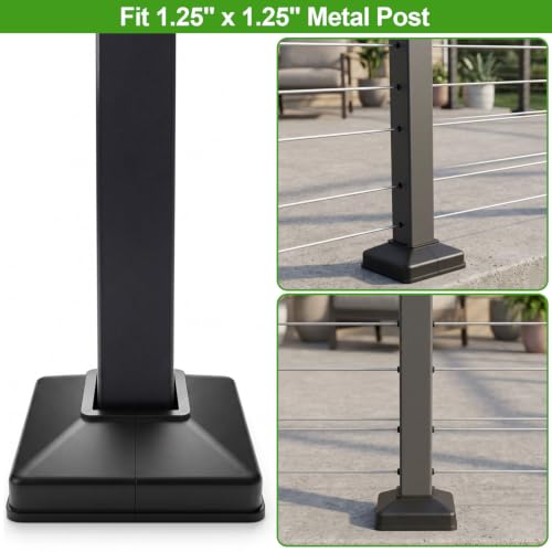 Image of Plastic Lower Post Base Cover, Decorative Square Railing Base Trim, Durable Fence Post Flange Skirt for Patio, Porch, Stair, and Railing Systems (24pack, Fit 1.25'' Post)