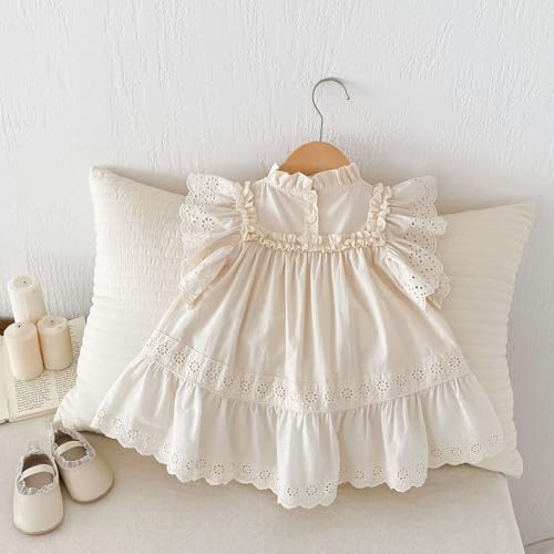 Summer Toddler Girls’ Cotton - Spandex Frilled Princess Dress with Lace Trim and Flutter Sleeves3