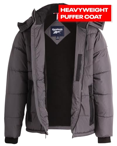 Reebok Mens Winter Jacket - Thick Heavyweight Ski Winter Coat - Warm Insulated Quilted Hooded Puffer Coat for Men2