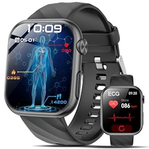 2025 Smartwatch EKG+HRV/ΒΙυtｚυcker/BMI/Harnsäure/Herren Damen, 1.97“ AMOLED Gesundheitsuhr mit Telefonfunktion, SOS-Notruf, 24H Herzfrequenz/SPO2/Blutdruck Schlafmonitor Fitnessuhr für Android iOS