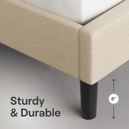 image for Nectar Bed Frame & Headboard - Linen - Twin - 8 Inch Legs and Sturdy W