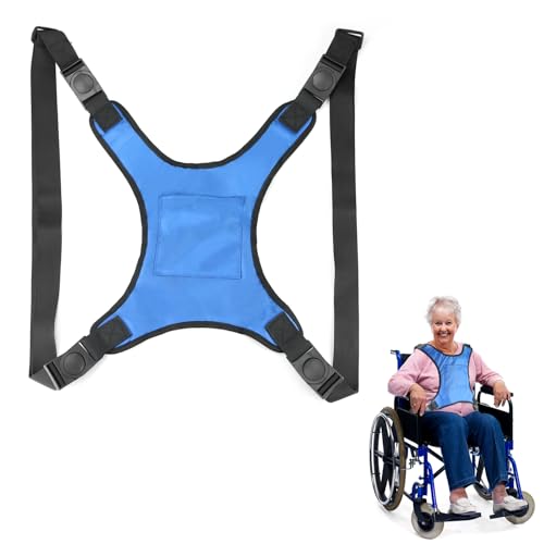 QWORK Wheelchair Seat Belt Restraints Safety Harness for Elderly - Padded Medical Vest - Prevent Forward Sliding or Falling