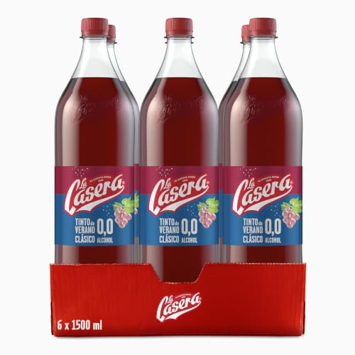 La Casera® Tinto de Verano con Gaseosa 0,0%, Bebida Refrescante Sin Alcohol - Botella, Pack 6 x 1,5 L