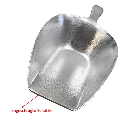 Kerafactum extra Grosse Mehlschaufel Sackschaufel Futterschaufel | Sack Futter Mehl Zucker Schaufel Schütte aus Metall Aluminium Nicht rostend | 35 cm Abwiegeschaufel bei 750 ml Tierfutter Getreide