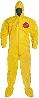 DuPont Tychem 2000 QC122B Disposable Chemical Resistant Coverall with Hood and Elastic Cuff, Yellow, 4X-Large (Pack of 12)