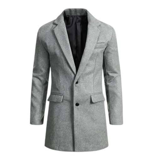 Men's Winter Jacket Officewear Suit Coat Mid Length Lapel Single Breasted Casual Outerwear2