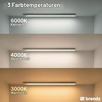 Brendz Unterbauleuchte Küche LED, 4 x 40cm, USB-C Wiederaufladbar, Dimmbar | LED Leiste Küche, 2200mAh, 3 Farbtemperaturen, Magnetisch, Küchenunterbauleuchte, Küchenbeleuchtung, Puyo Silber – Ansicht 8