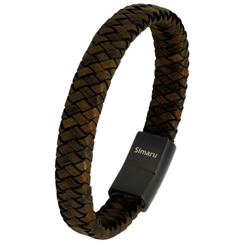 Simaru Lederarmband für Frauen & Männer, Echtleder-Armband mit Edelstahl Hakenverschluss, Premium-Qualität Made in Germany