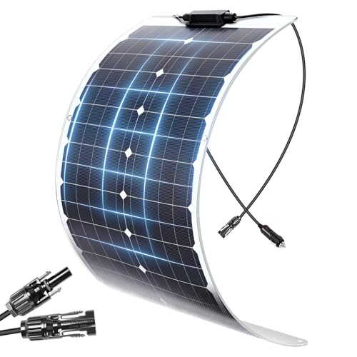 KEPEAK 35W Flexible Solar Panel Monocrystalline, Lightweight Semi-Flexible Solar Charger & MC4 for 12V Battery, RV Marine Boat Camper Van Trailer Off-Grid Power