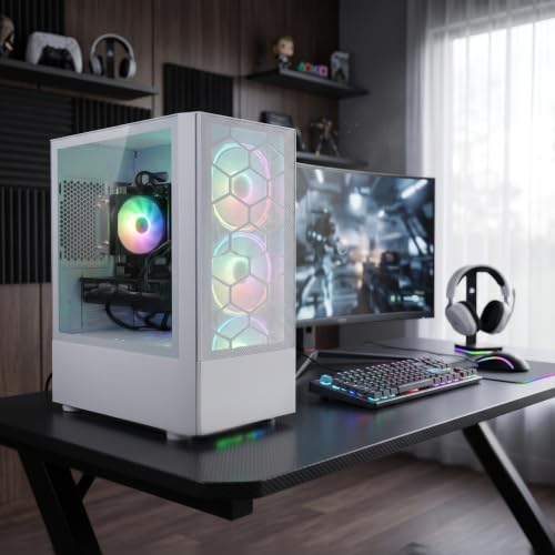 Image of STGAubron Gaming PC Desktop,Core I7,RX 7600 8G,16G RAM,512G SSD | Gaming Computer Tower for Streaming,Video Editing,Home,School,I7 up to 3.9GHz,ARGB Fan,WiFi 6,BT 5.2,4K DP,HDMI,Win11 Home