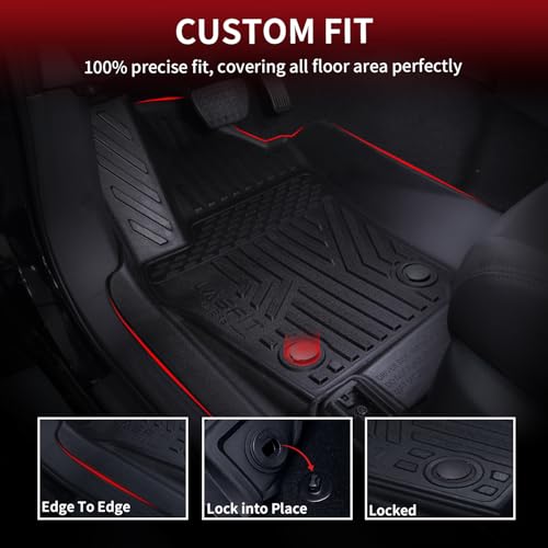 Image of LASFIT Floor Mats for Toyota Tacoma 2024 2025 2026 Double Cab Auto Tran (Not fit Hybrid) All Weather Floor Liner for Tacoma TRD /SR /SR5 /limited TPE Custom Fit Car Mats Front&Rear 2 Row Mats